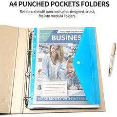 12 Packs of A4 Plastic File Folder Wallet with Iron Rings