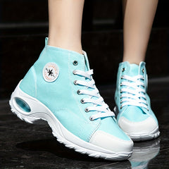 Women's High Top Canvas Sneakers with Air Cushion Sole