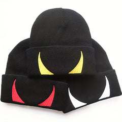 Men's Eye Embroidery Winter Soft Beanie Knitted Hat