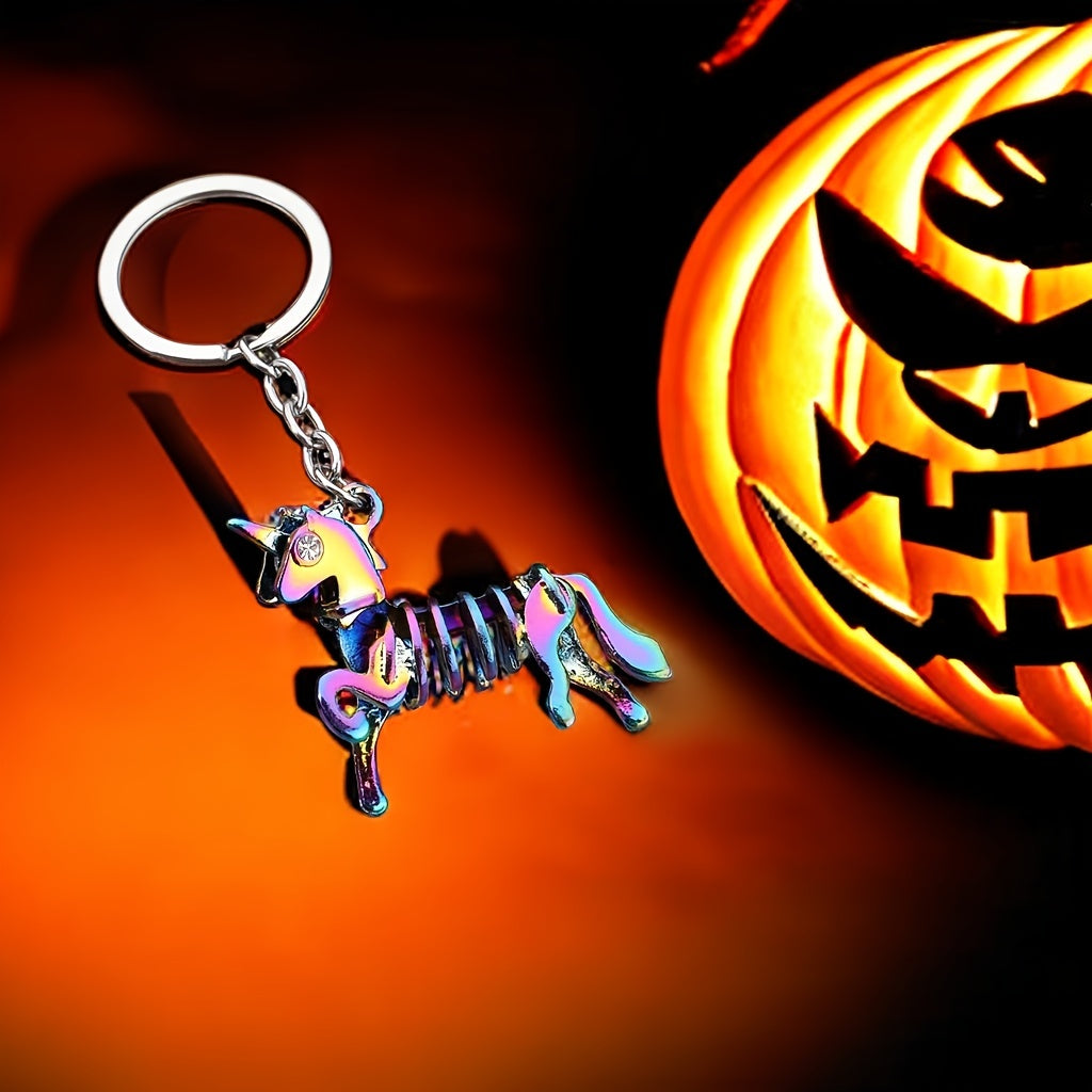 Halloween Colorful Skull Dinosaur Keychain Key Pendant Small Gift
