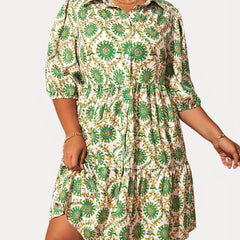 Floral Print Button-Up Maxi Dress with Puff Sleeves