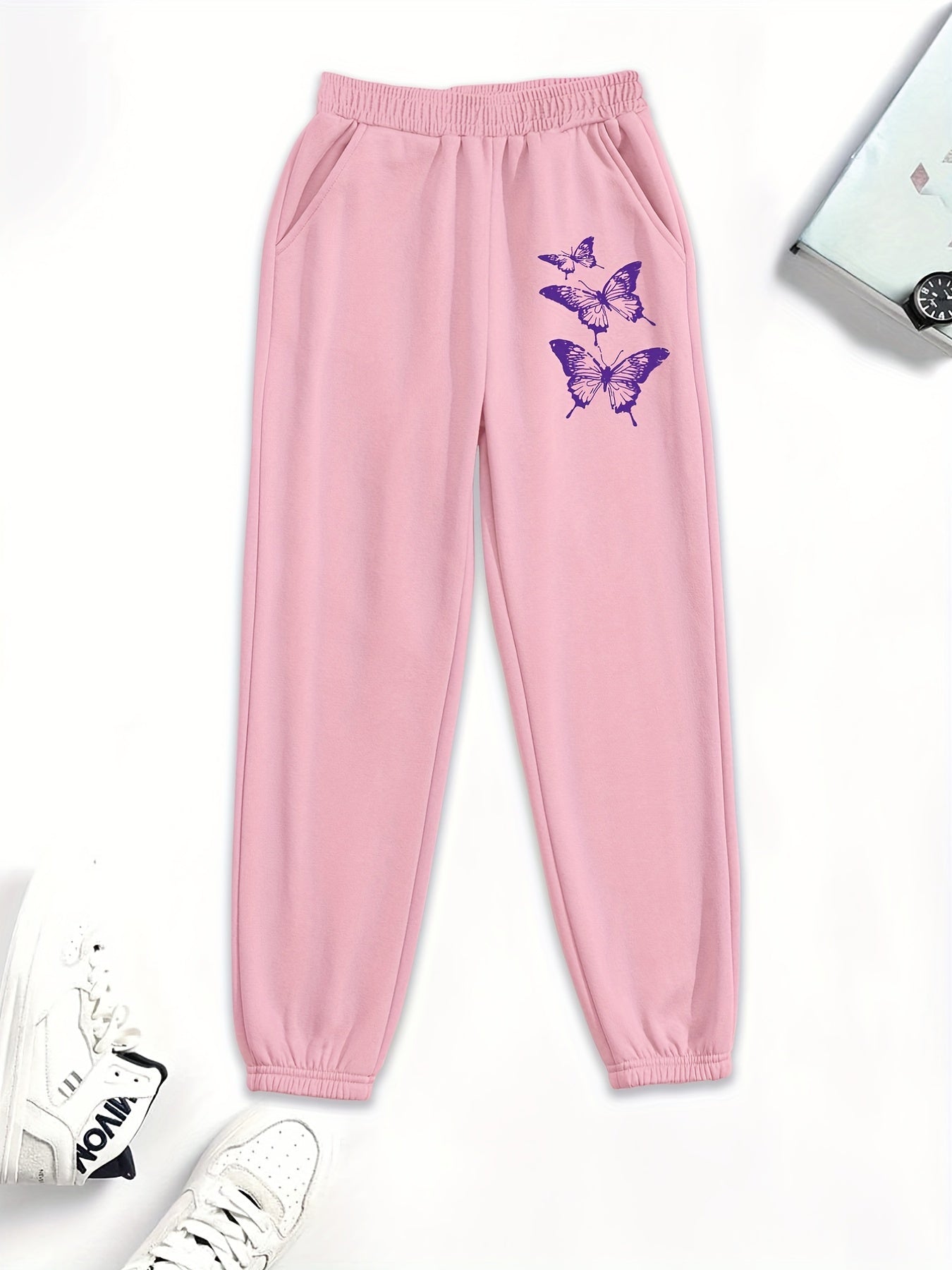 Butterfly Graphic Sweatpants High Waisted Active Joggers