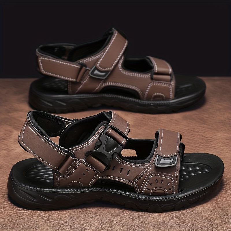 Men's Open Toe Hook And Loop Sandals Non Slip Beach Shoes Summer