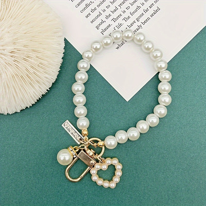 Pearl Love Pendant Keychain Bag Purse Decorations Small Gift Women