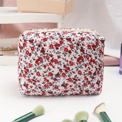 Floral Print Zipper Makeup Bag For Women Purse Cosmetic Bag Travel Toiletry Bag