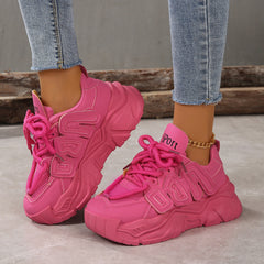 Women's Knit Mesh Sneakers Casual Solid Lace Up Low Top Shoes