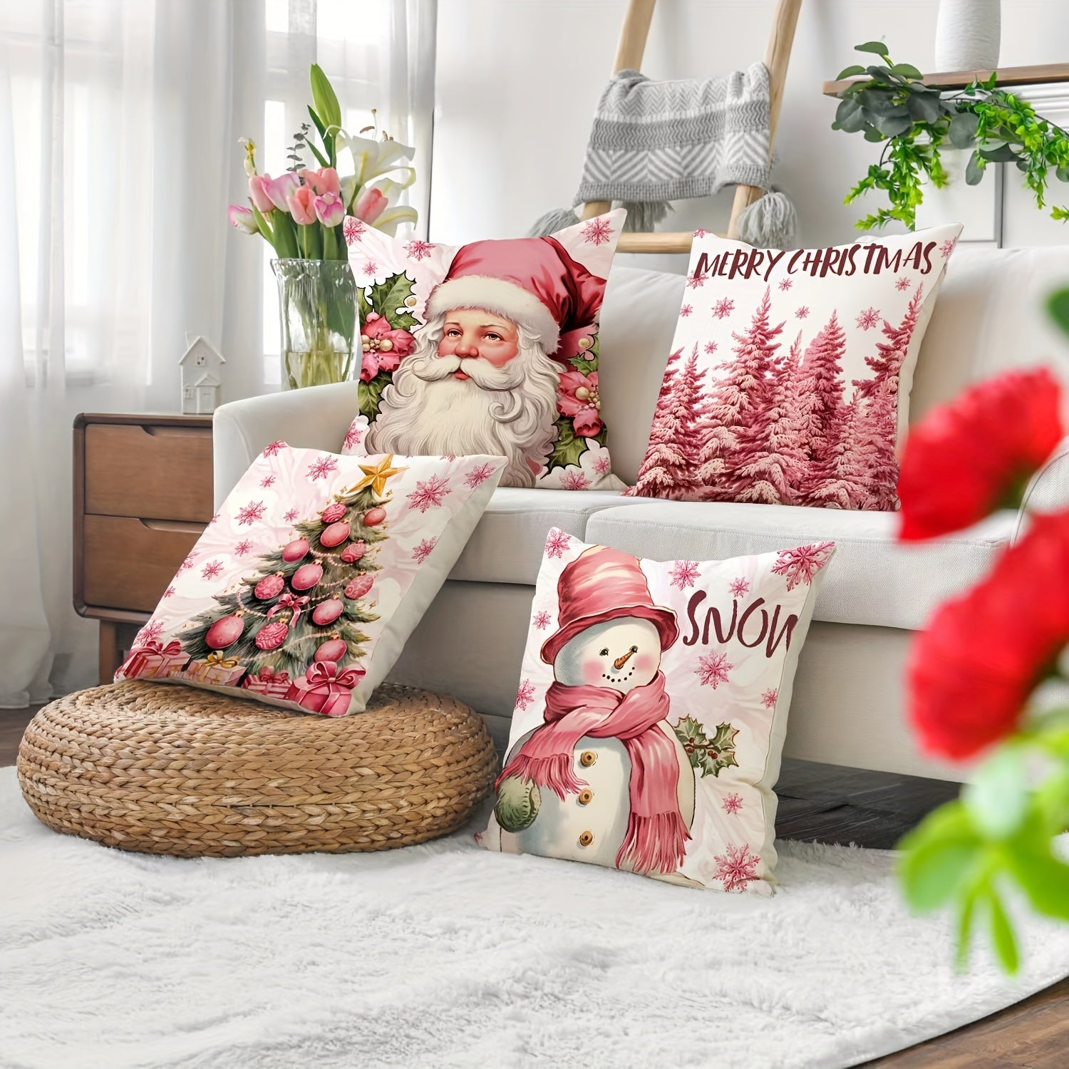 Christmas Throw Pillow Cover for Home Decor - No Insert