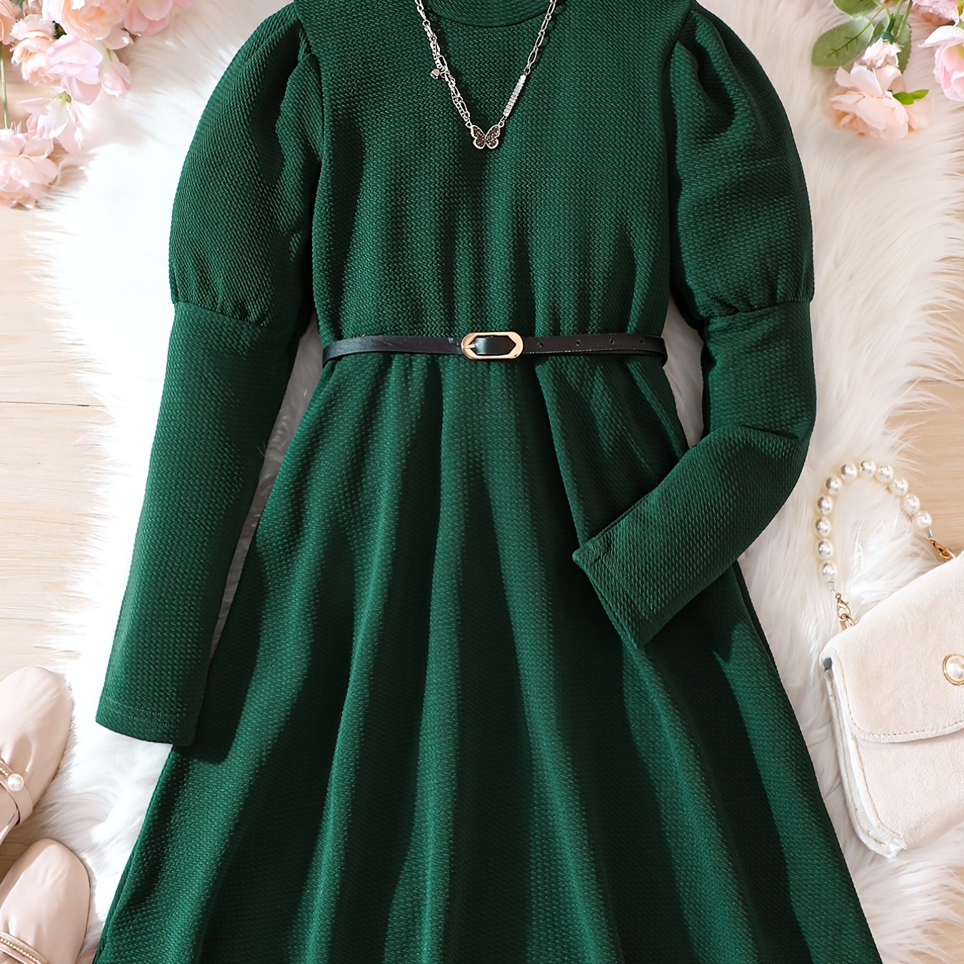 Girls' Bell Sleeve Party Dress Retro Style