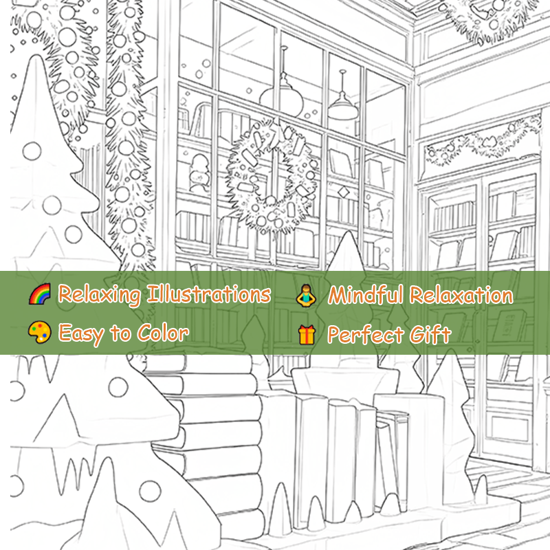 Library Adult Coloring Book: 22 Page Large Format