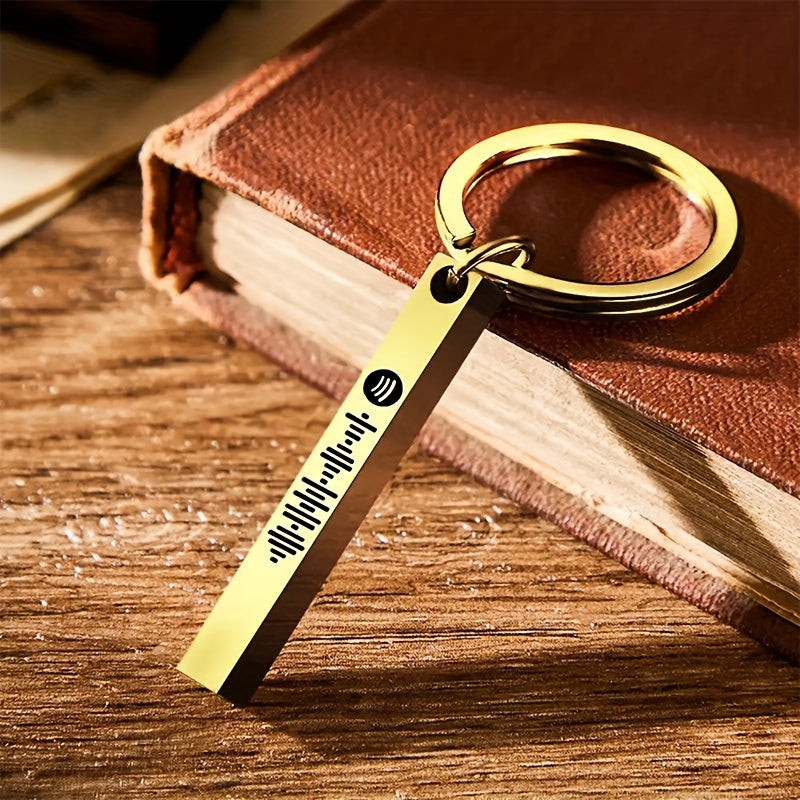 Custom Engraved Name Bar Keychain Stainless Steel Men's Gift