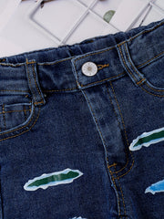 Girls Casual Print Denim Pants For Kids Children Holiday Summer