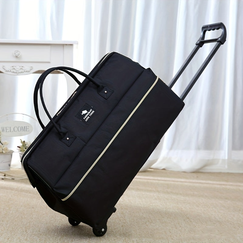 Large Capacity Colorblock Luggage Bag Lightweight Duffle Bag With Wheels