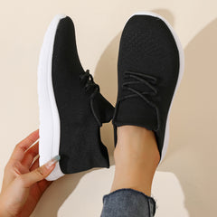 Women's Knitted Sneakers Comfy Lace Up Outdoor Running Shoes