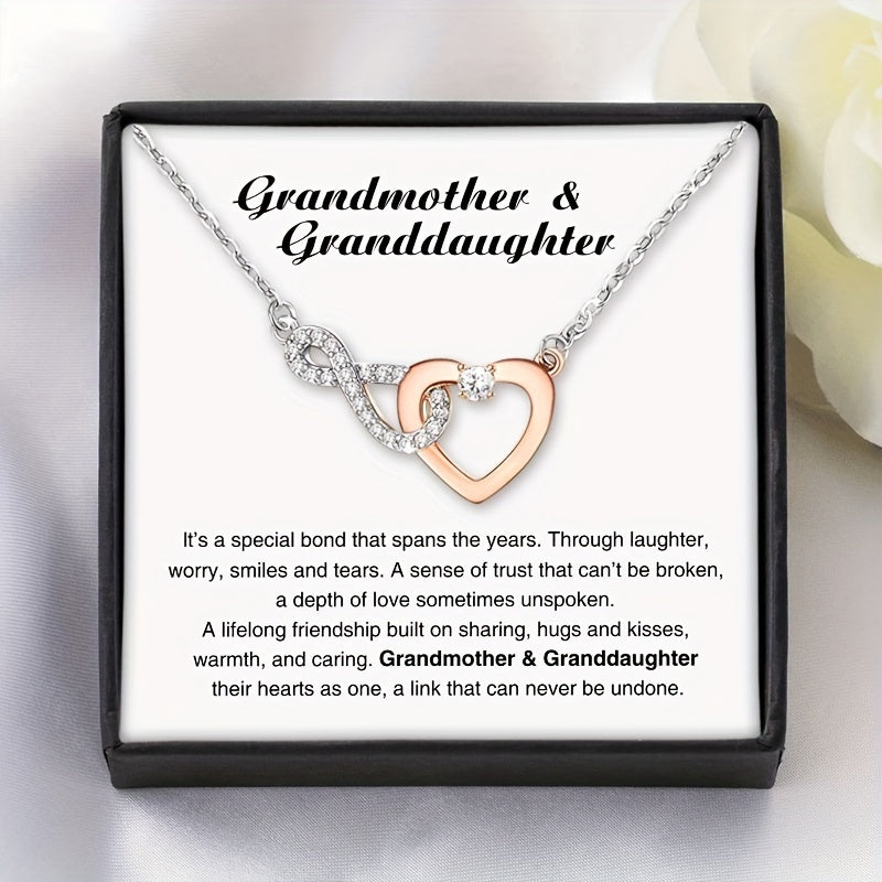 Heart Necklace Interlocking Infinite Symbol Zircon Grandma And Granddaughter