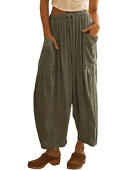 Pleated Pocket Wide Leg Pants for Women