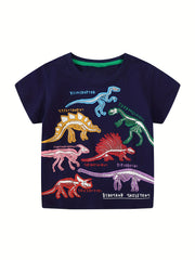 Boys Dinosaur Print Casual Outfit T shirt & Shorts Summer Clothes Set