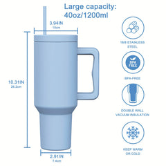 Stainless Steel Tumbler with Straw Lid Handle