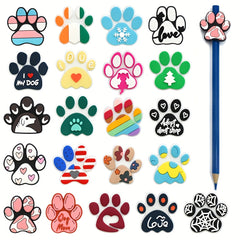 8Pcs Dog Paw Print Pencil Clips PVC Fun Holiday Party Decorations