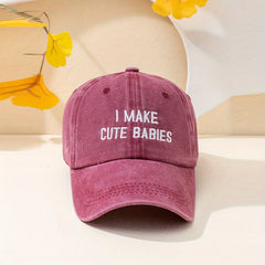 Washed Distressed Baseball Cap with BABIES Embroidery
