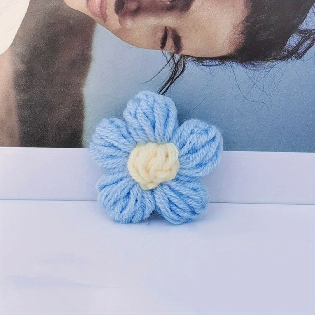 5pcs Crochet Flower Girls Decorative Yarn Hairpin Brooch Bracelet Hair Rope