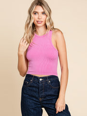 Ribbed Solid Sports Tank Top Sleeveless Yoga Running Top