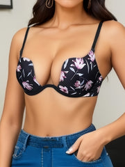 Floral Print Push-Up Bra Breathable Lingerie