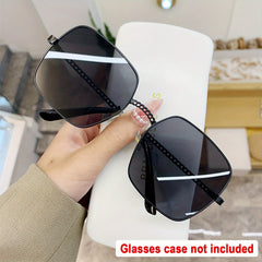 Square Metal Sunglasses Casual Chain Charm Gradient Glasses UV400