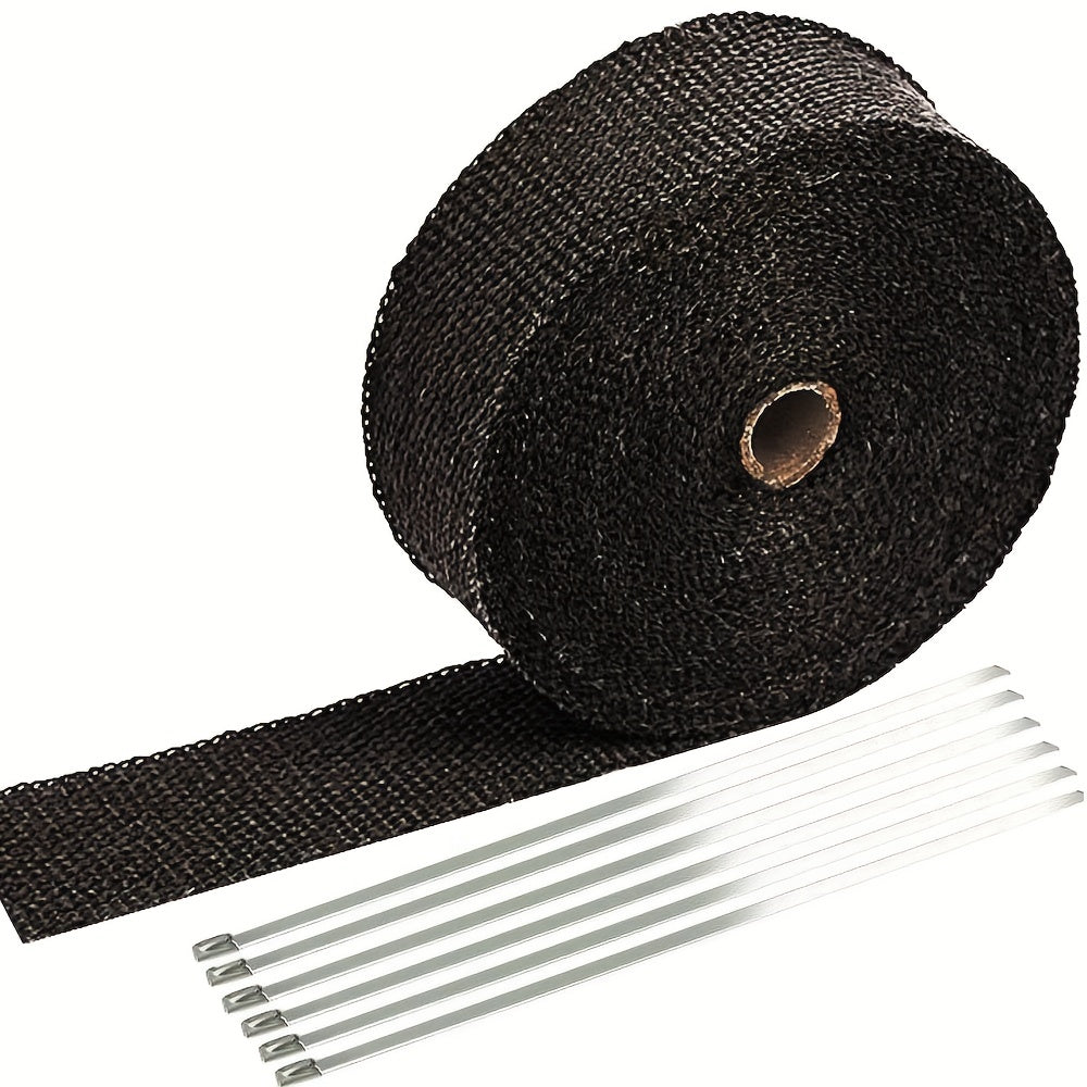Motorcycle Fiberglass Heat Wrap Roll with Stainless Ties