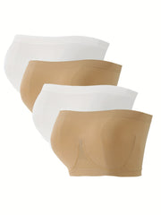 4pcs Strapless Bandeau Bras Soft Stretch Everyday Women's Lingerie