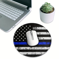 Vintage American Flag Pattern Mouse Pad Non Slip Round Mouse Mat