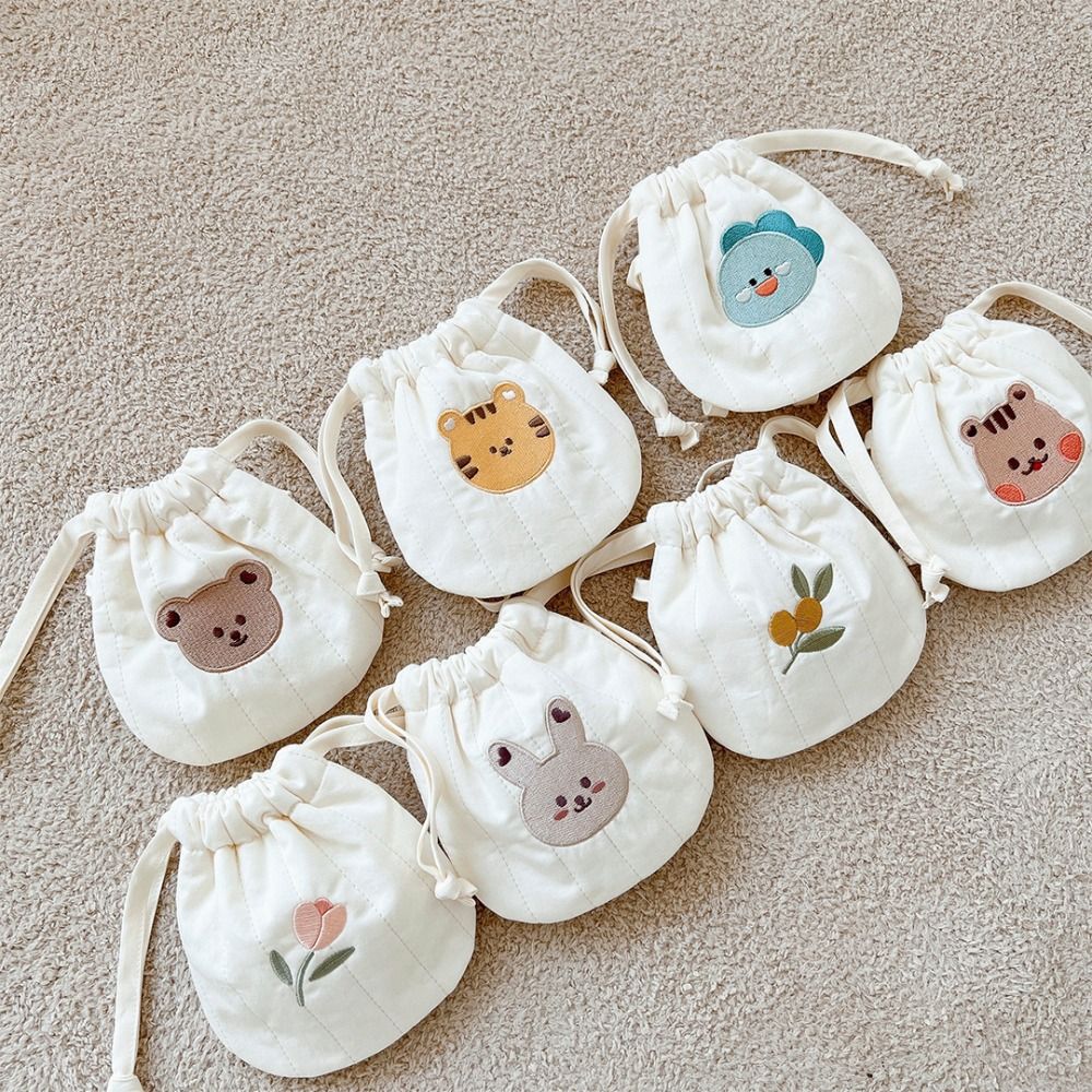 Animal Embroidery Drawstrings Bag Storage Crossbody Coin Purse Wallet