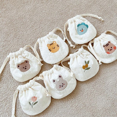Animal Embroidery Drawstrings Bag Storage Crossbody Coin Purse Wallet