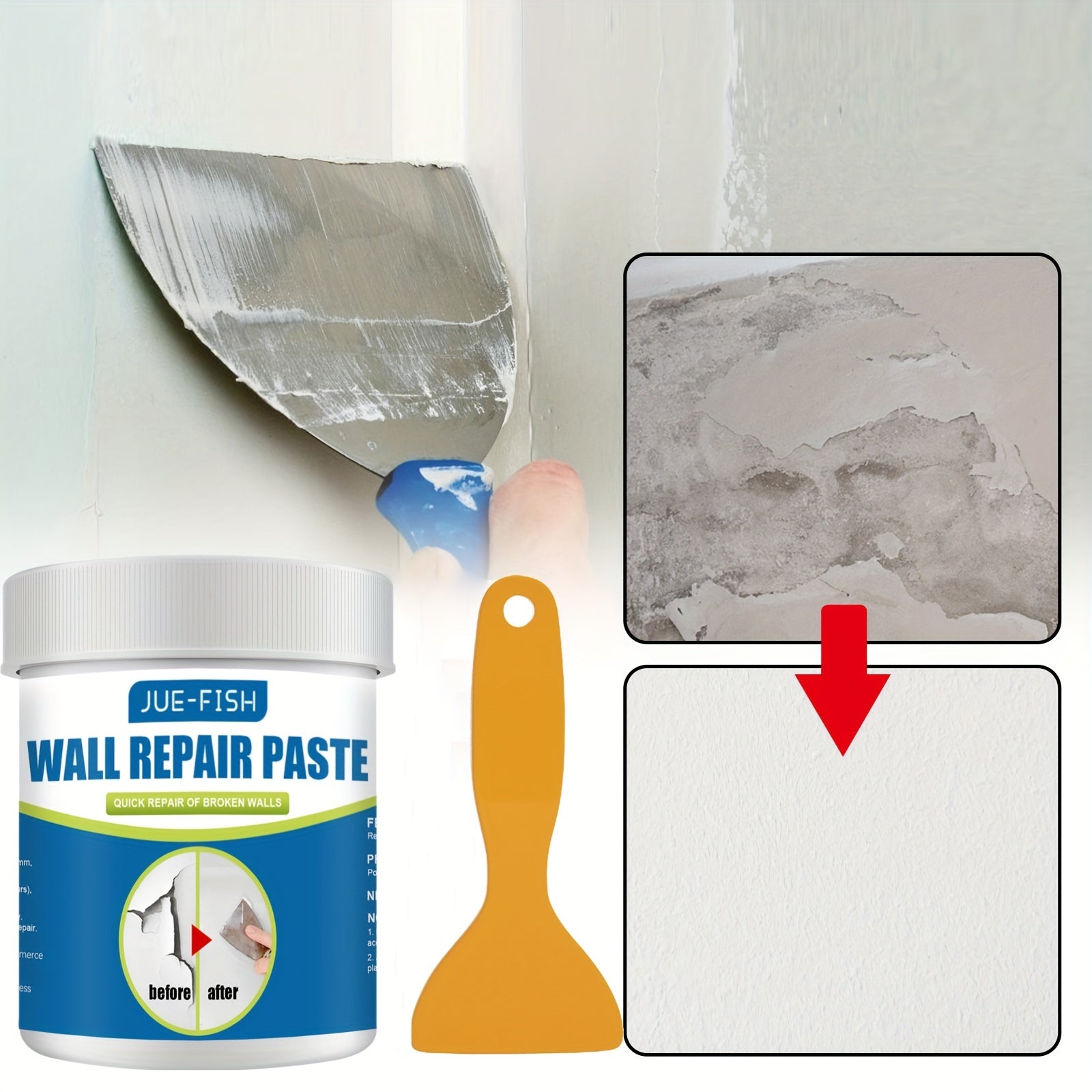 Moisture Resistant Wall Repair Paste for Stains, Cracks - 1pc