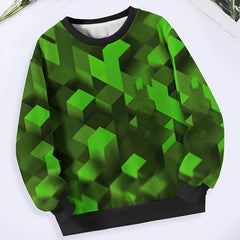 Kids Creative Cube Graphic Long Sleeve Sweatshirt For Spring Fall