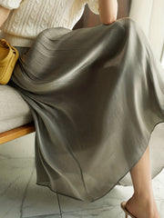 High Waist Pleated Skirt Solid Color Summer Women's Clothing