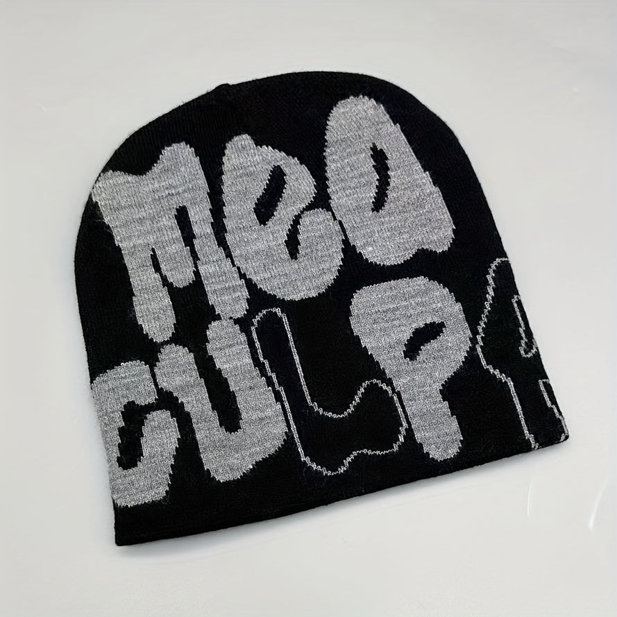 Alphabet Jacquard Multicolor Knit Beanie
