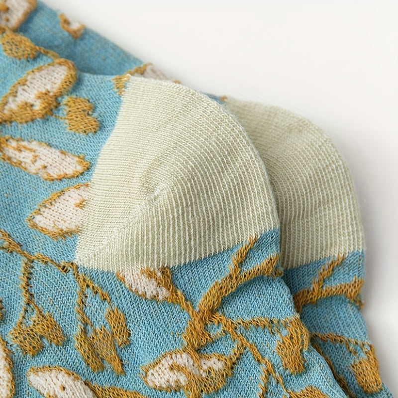 5 Pairs 3D Textured Comfy Mid Tube Women's Socks