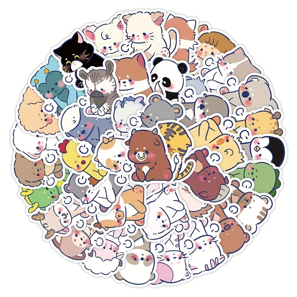60pcs Animals PVC Sticker Packs for Kids Laptop Luggage Bike Notebook Decoration