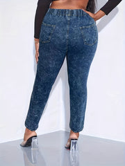 High Waist Slim Fit Washed Jeans