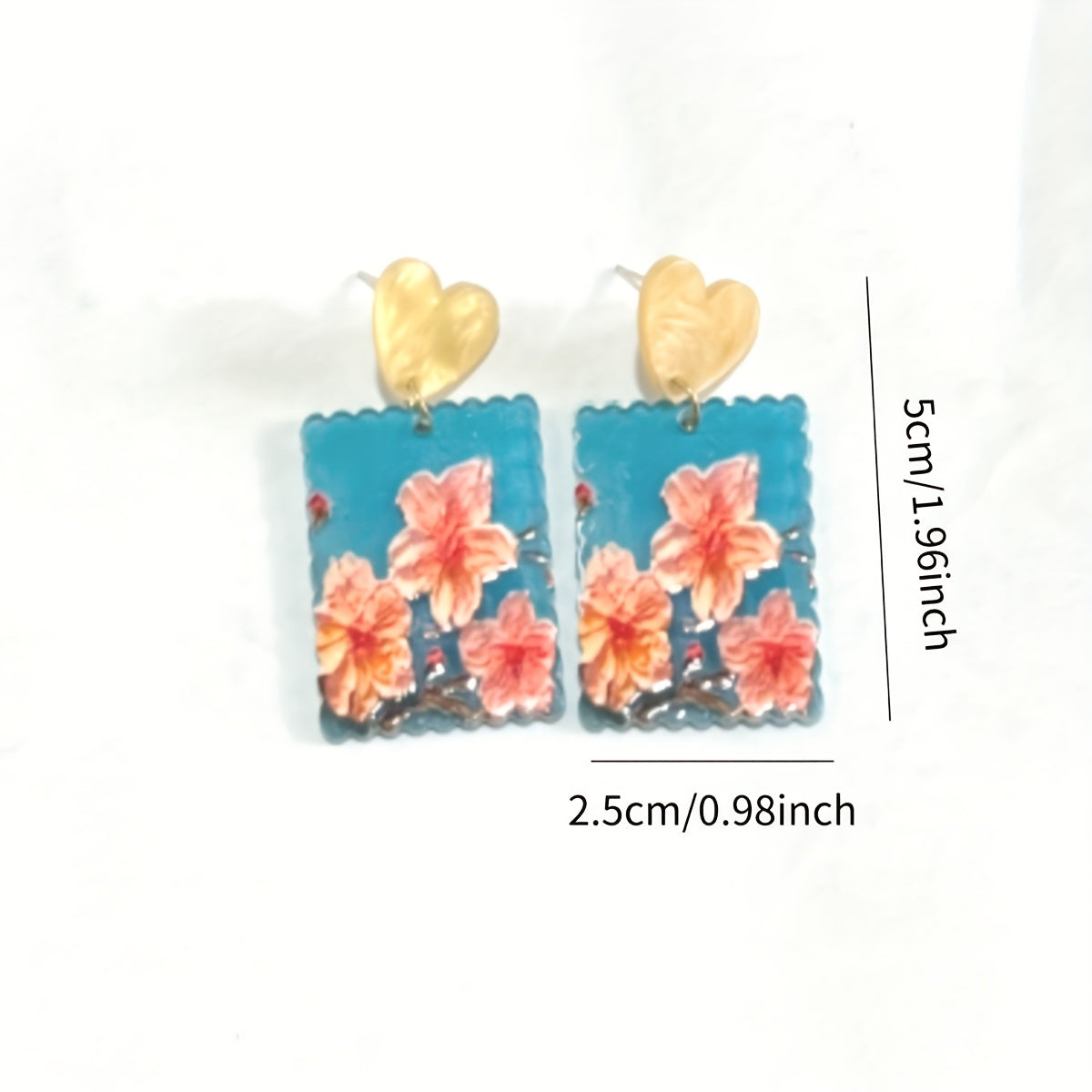 4 Pairs Flower Floral Rectangular Stud Earrings Set