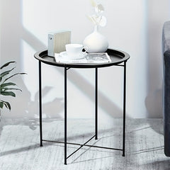 Foldable Round Tray Table for Flower Pots Books Ornaments