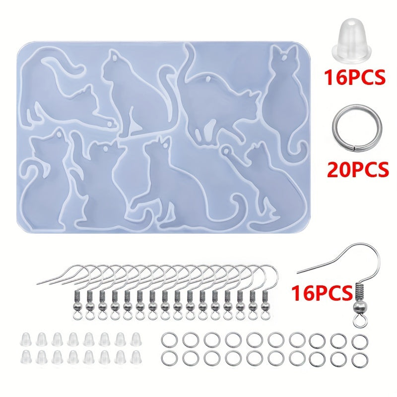 53pcs Crystal Dropping Gel Resin Earrings Pendant Silicone Mold Set