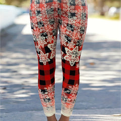 Christmas Leggings Plaid & Ombre Snowflake High Rise