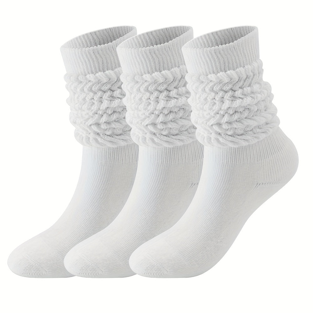 3 Pairs Casual Mid Calf Socks Warm Breathable Thick