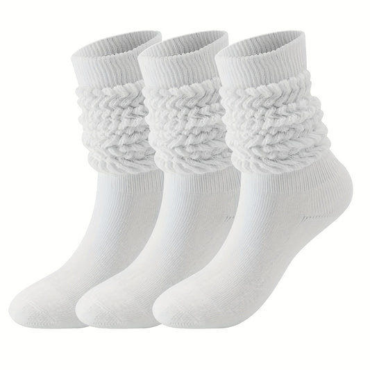 3 Pairs Casual Mid Calf Socks Warm Breathable Thick