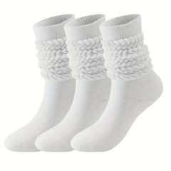 3 Pairs Casual Mid Calf Socks Warm Breathable Thick
