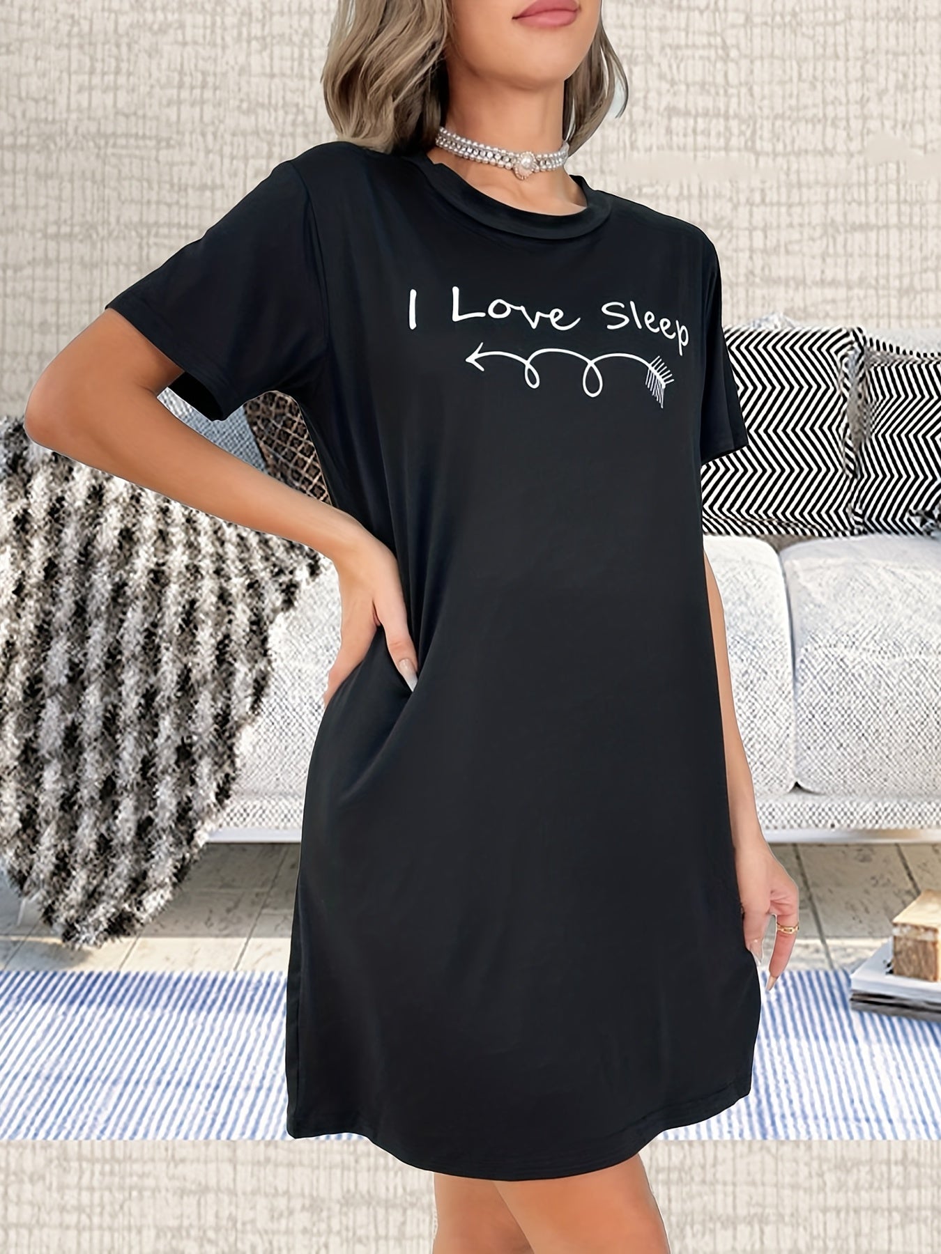 Women's Nightdress Sleepwear Comfy Short Sleeve Round Neck Sleep Dress