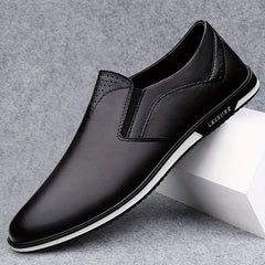Men's Leather Slip On Loafers Lightweight Non Slip Comfy Casual Shoes