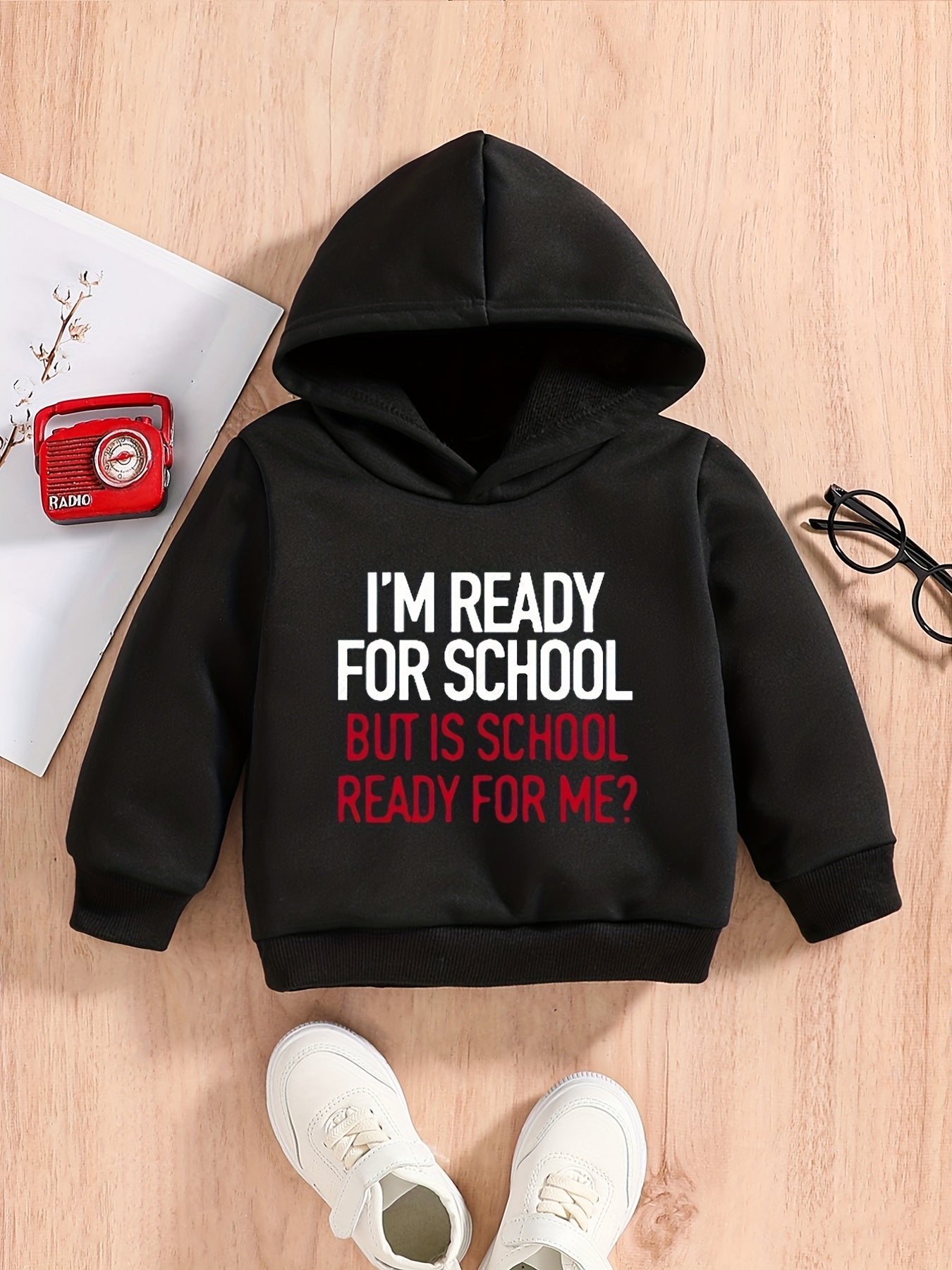 Baby Boys Kids Letter Print Hooded Sweatshirt Pullover Top