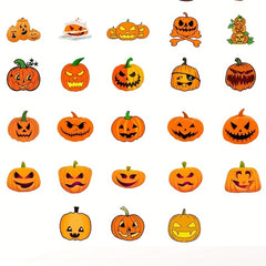 Halloween Pumpkin Lamp Doodle Stickers x50 for Car Phone Cup Waterproof